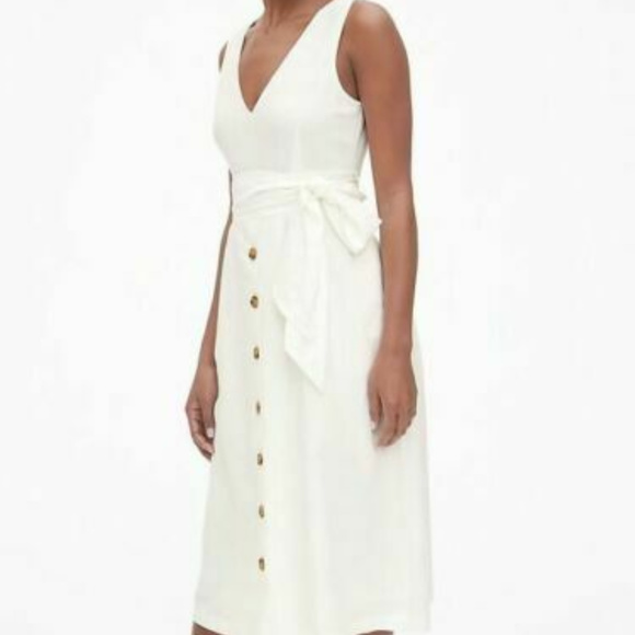 white button front midi dress